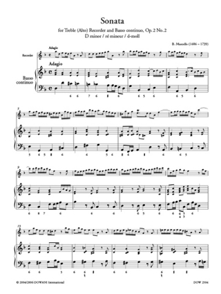 Sonate Op 2 N°2 en ré mineur - Benedetto Marcello - Partition